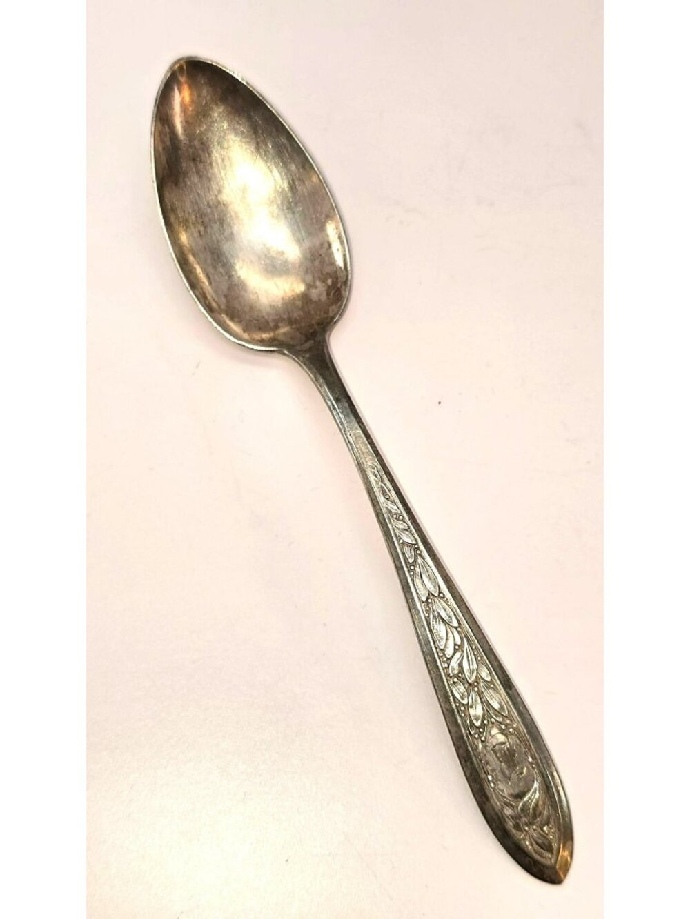 Antique Alvin Silverplate Teaspoon Floral Monogrammed B Patented CM2276